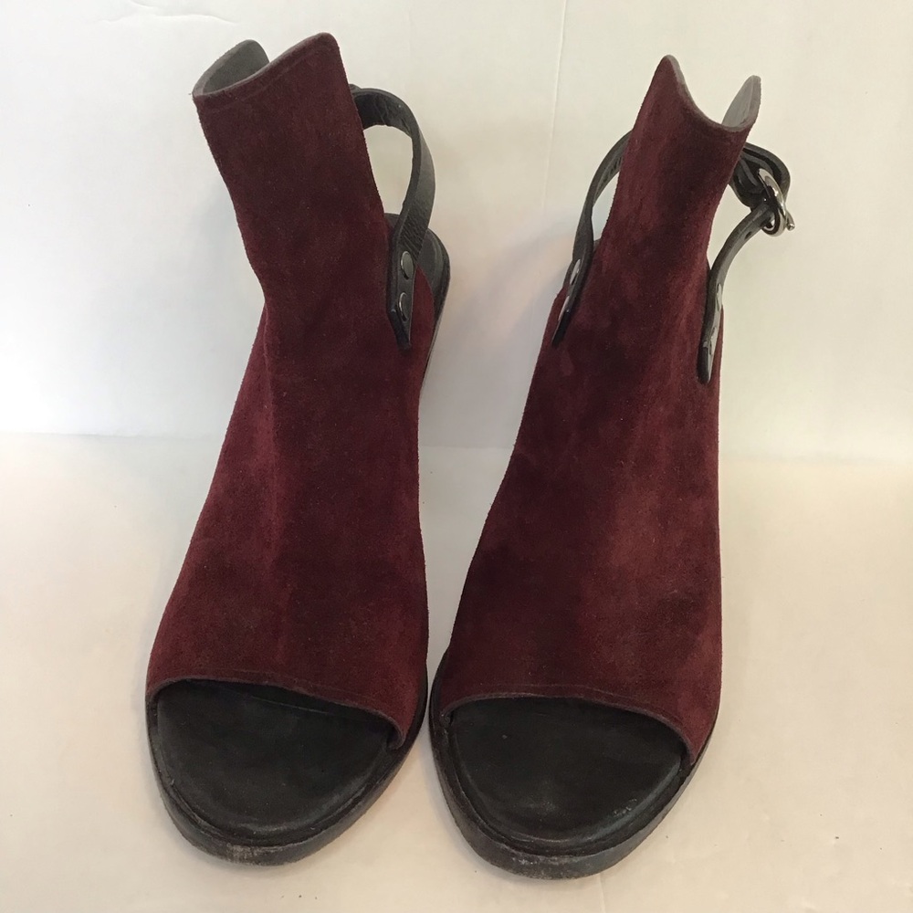 RAG & BONE Women's Wyatt Bordeaux Suede Open Toe Slingback Chunky Ankle Bootie 8 - Picture 4 of 6